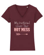 HUSBAND Tricou mânecă scurtă guler V Damă Evoker