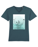 Yoga Lotus Abstract Tricou mânecă scurtă guler V Bărbat Presenter