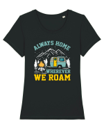 Always Home Wherever We Roam Tricou mânecă scurtă guler larg fitted Damă Expresser