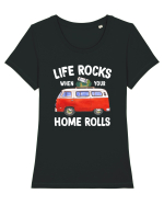 Life Rocks When Your Home Rolls Tricou mânecă scurtă guler larg fitted Damă Expresser