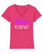 RUN Tricou mânecă scurtă guler V Damă Evoker