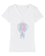 Yoga Lotus Roz Dreamcatcher Tricou mânecă scurtă guler V Damă Evoker