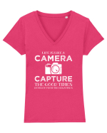 CAMERA Tricou mânecă scurtă guler V Damă Evoker