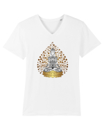 Yoga Lotus Tattoo Auriu Tricou mânecă scurtă guler V Bărbat Presenter
