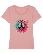 Yoga Lotus Mandala Tricou mânecă scurtă guler larg fitted Damă Expresser