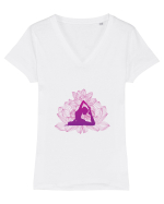 Yoga Lotus Roz Floral Tricou mânecă scurtă guler V Damă Evoker