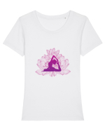 Yoga Lotus Roz Floral Tricou mânecă scurtă guler larg fitted Damă Expresser
