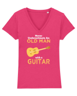 OLD MAN WITH GUITAR Tricou mânecă scurtă guler V Damă Evoker