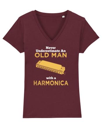 OLD MAN WITH A HARMONICA Burgundy