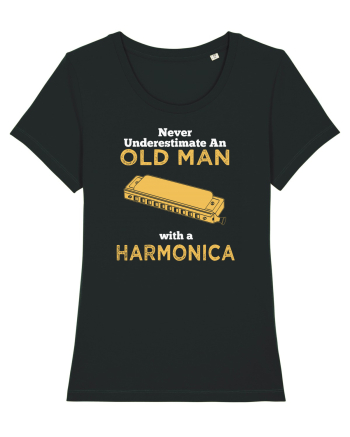 OLD MAN WITH A HARMONICA Black