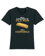 OLD MAN WITH A HARMONICA Tricou mânecă scurtă guler V Bărbat Presenter