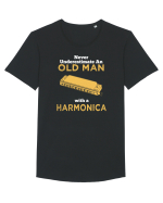 OLD MAN WITH A HARMONICA Tricou mânecă scurtă guler larg Bărbat Skater