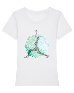 Yoga Mandala Abstract Tricou mânecă scurtă guler larg fitted Damă Expresser