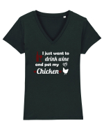 CHICKEN Tricou mânecă scurtă guler V Damă Evoker