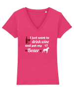 WINE AND BOXER Tricou mânecă scurtă guler V Damă Evoker