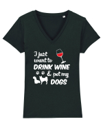 WINE AND DOGS Tricou mânecă scurtă guler V Damă Evoker