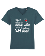 WINE AND DOGS Tricou mânecă scurtă guler V Bărbat Presenter