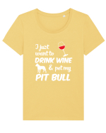 WINE AND PIT BULL Tricou mânecă scurtă guler larg fitted Damă Expresser
