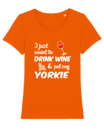 WINE AND YORKIE Tricou mânecă scurtă guler larg fitted Damă Expresser
