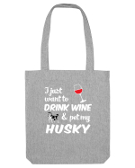 WINE AND HUSKY Sacoșă textilă
