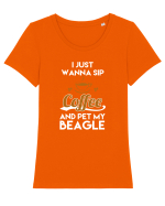 COFFEE AND BEAGLE Tricou mânecă scurtă guler larg fitted Damă Expresser