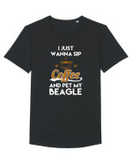 COFFEE AND BEAGLE Tricou mânecă scurtă guler larg Bărbat Skater