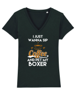 COFFEE AND BOXER Tricou mânecă scurtă guler V Damă Evoker