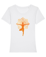 Yoga Mandala Portocaliu Tricou mânecă scurtă guler larg fitted Damă Expresser