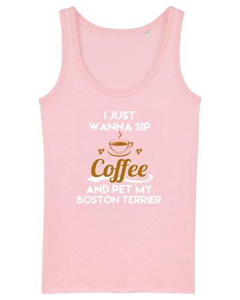 COFFEE AND BOSTON TERRIER Cotton Pink