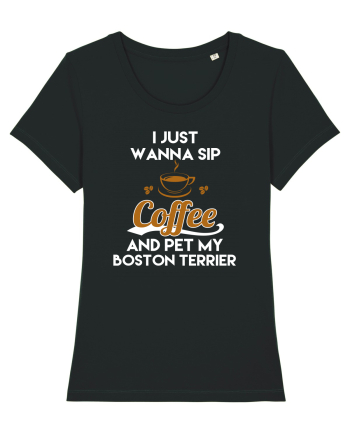 COFFEE AND BOSTON TERRIER Black