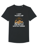 COFFEE AND BOSTON TERRIER Tricou mânecă scurtă guler larg Bărbat Skater