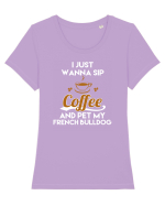 COFFEE AND FRENCH BULLDOG Tricou mânecă scurtă guler larg fitted Damă Expresser