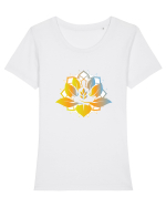 Yoga Lotus Auriu Albastru Tricou mânecă scurtă guler larg fitted Damă Expresser