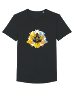 Yoga Lotus Auriu Albastru Tricou mânecă scurtă guler larg Bărbat Skater