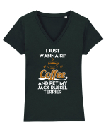 COFFEE AND DOG Tricou mânecă scurtă guler V Damă Evoker