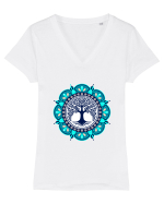 Copac Yoga cu Mandala Tricou mânecă scurtă guler V Damă Evoker