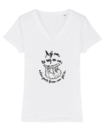 Azi nu, te rog eu nu (negru) Tricou mânecă scurtă guler V Damă Evoker