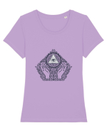 Ochi Triunghi Abstract Tricou mânecă scurtă guler larg fitted Damă Expresser
