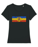 Tricolor Stema Romaniei Tricou mânecă scurtă guler larg fitted Damă Expresser