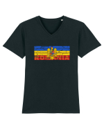 Tricolor Stema Romaniei Tricou mânecă scurtă guler V Bărbat Presenter