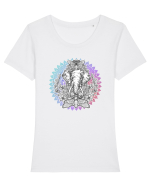 Yoga Mandala Elefant Tricou mânecă scurtă guler larg fitted Damă Expresser