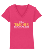 TEACHER Tricou mânecă scurtă guler V Damă Evoker