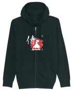 Siluetă Samurai (kanji și katakana) alb Hanorac cu fermoar Unisex Connector