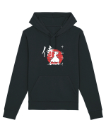 Siluetă Samurai (kanji și katakana) alb Hanorac Unisex Drummer