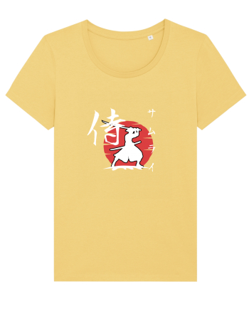 Siluetă Samurai (kanji și katakana) alb Jojoba