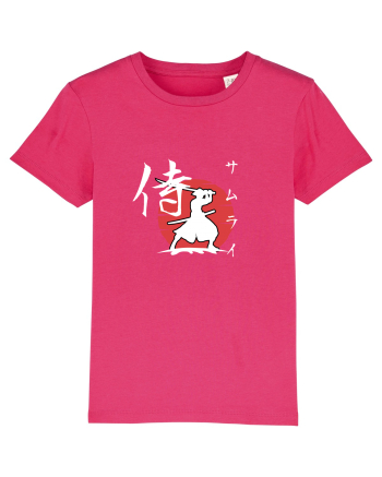 Siluetă Samurai (kanji și katakana) alb Raspberry