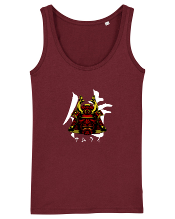 Cap Samurai (kanji și katakana) alb Burgundy
