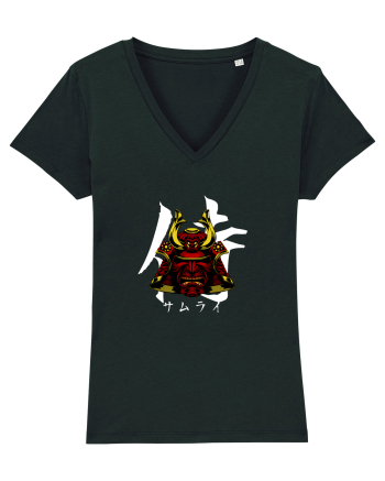 Cap Samurai (kanji și katakana) alb Black