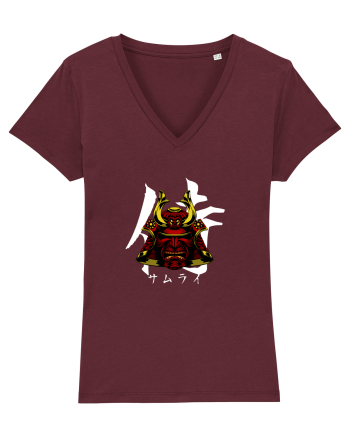Cap Samurai (kanji și katakana) alb Burgundy
