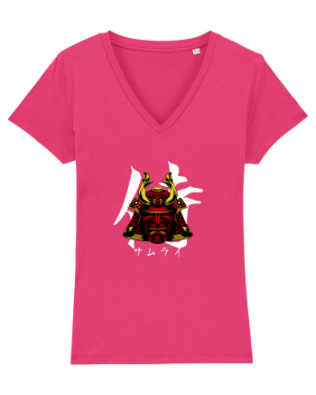 Cap Samurai (kanji și katakana) alb Raspberry
